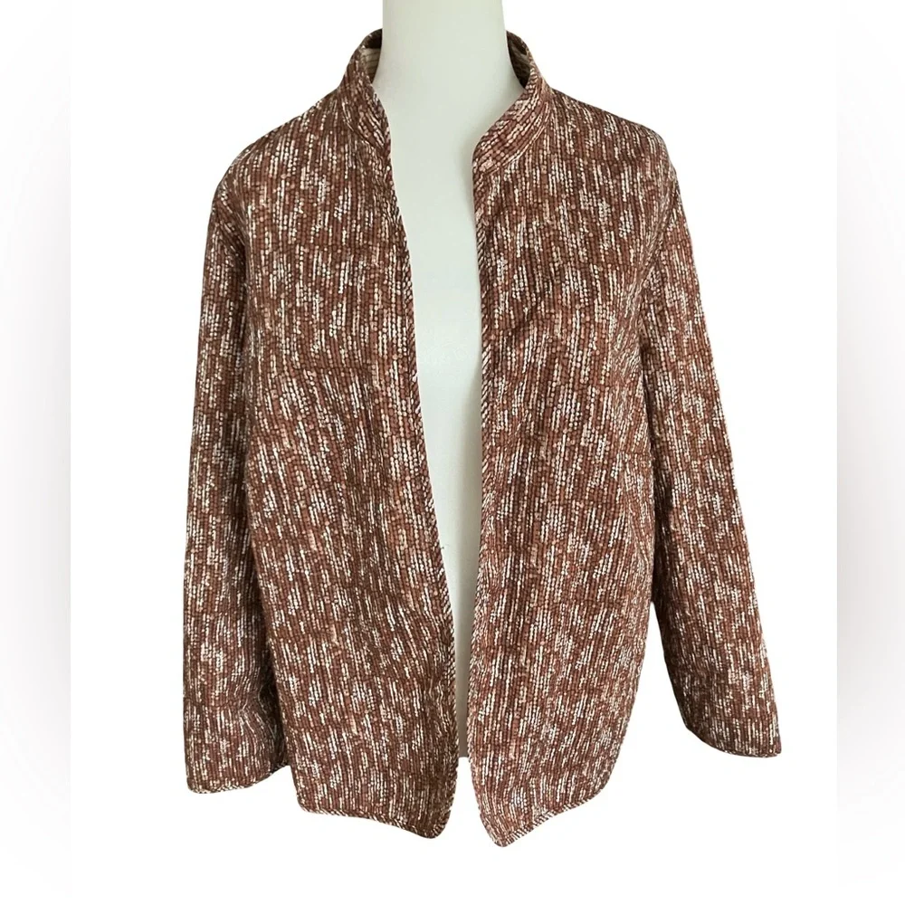 Women’s Reversible Jacket Blazer Open Front Floral Safari Print See Measurements